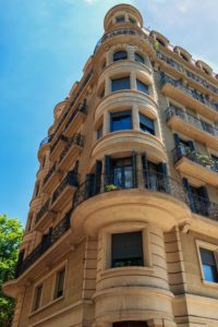old residential building sunny day barcelona spain